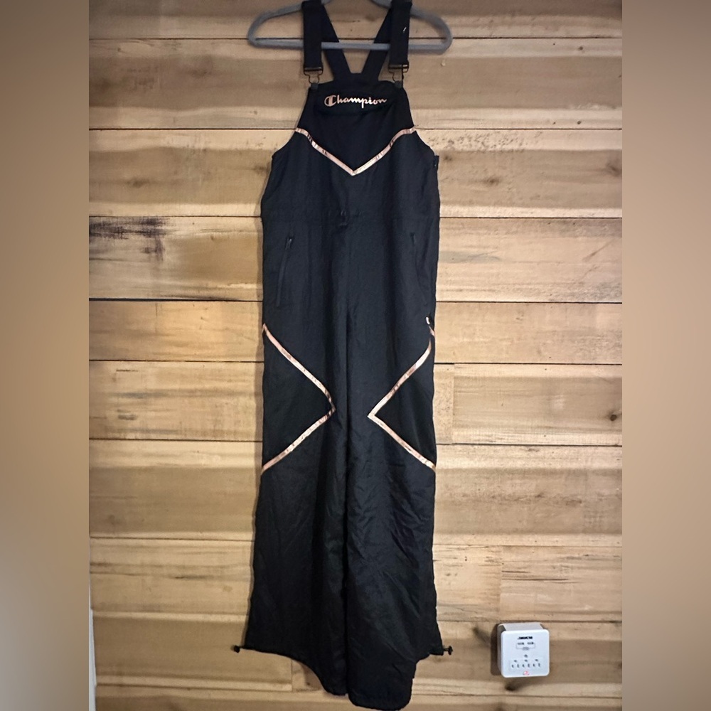Champion Nylon Mesh Overalls Black And Gold Size Small - Picture 3 of 16